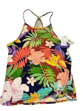 CITRUS Floral Halter Swim Coverup Tank - Multicolor